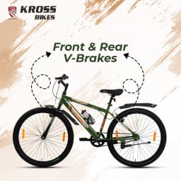 Kross K 2.0 24T MTB Cycle – Army Green | Steel Frame | V-Brake | 24 x 2.40 Tyres