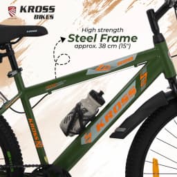 Kross K 2.0 24T MTB Cycle – Army Green | Steel Frame | V-Brake | 24 x 2.40 Tyres