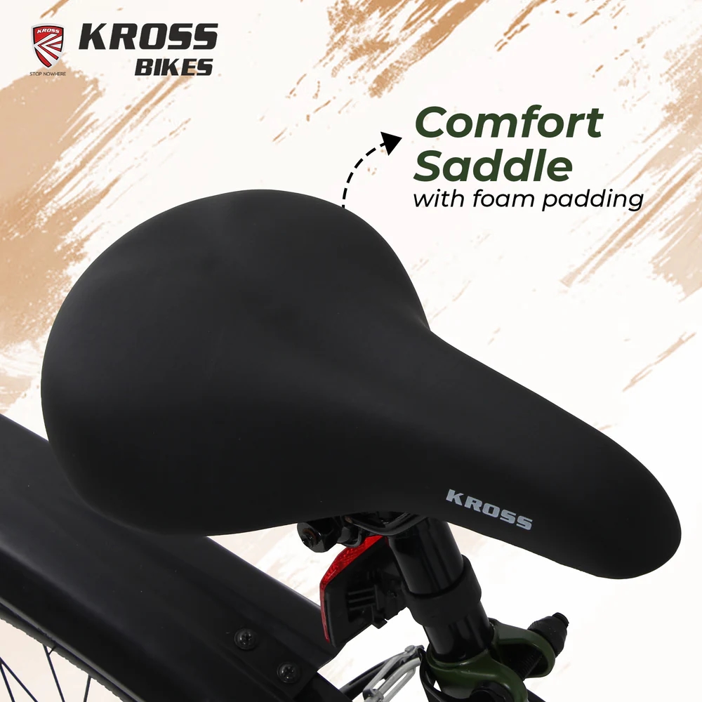 Kross K 2.0 24T MTB Cycle – Army Green | Steel Frame | V-Brake | 24 x 2.40 Tyres